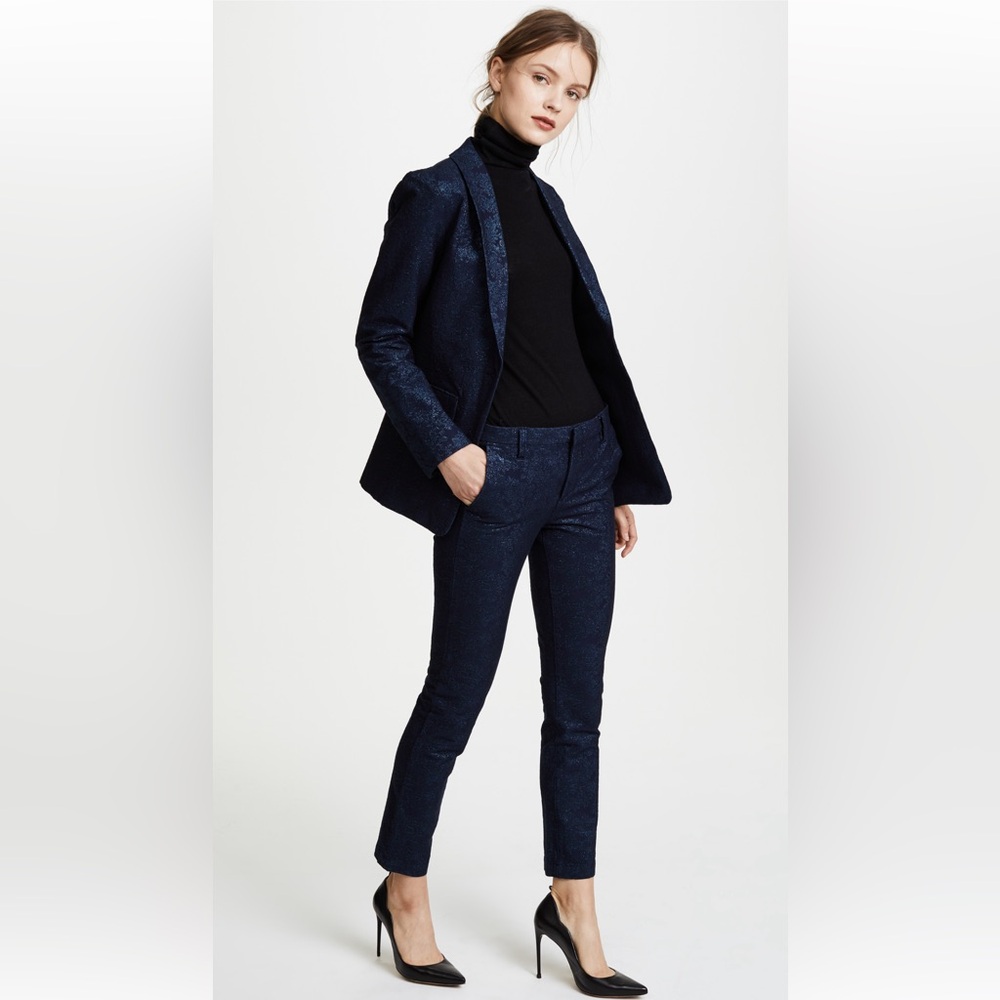 NWT JBrand Clara Trousers in Navy Floral Jacquard.